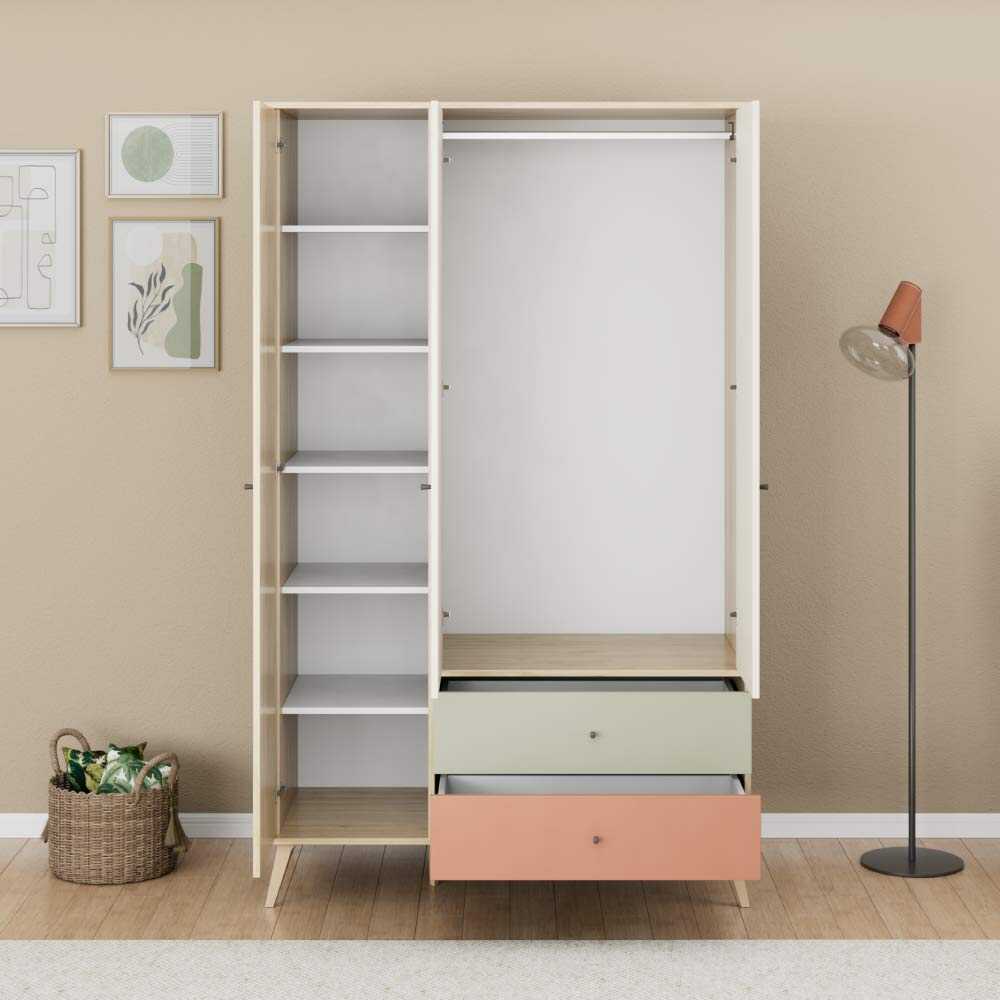 Dulap Haine Adore Tiffany, 3 usi, 2 sertare, Multicolor, 121 x 200 x 54 cm