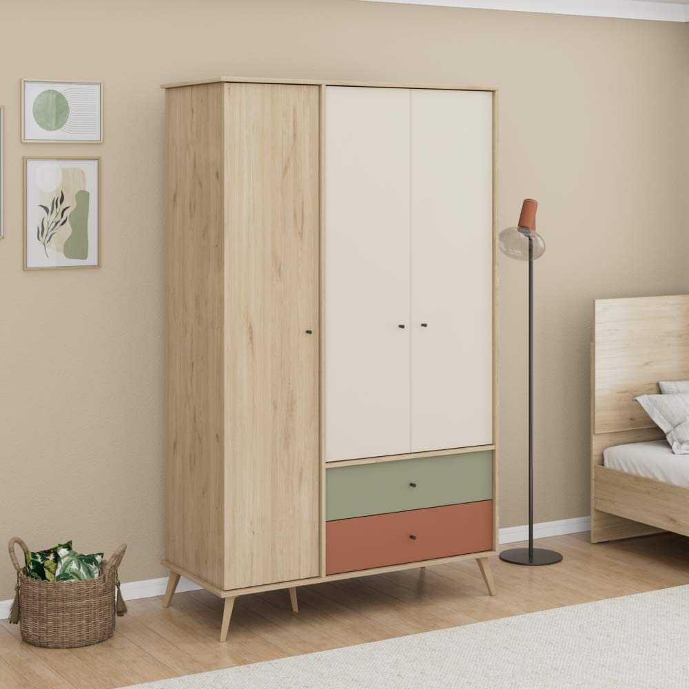 Dulap Haine Adore Tiffany, 3 usi, 2 sertare, Multicolor, 121 x 200 x 54 cm