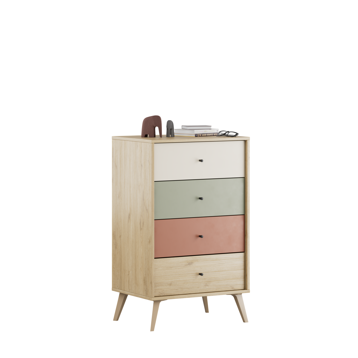 Comoda Adore Tiffany, 4 sertare, Multicolor, 60 x 99 x 44 cm