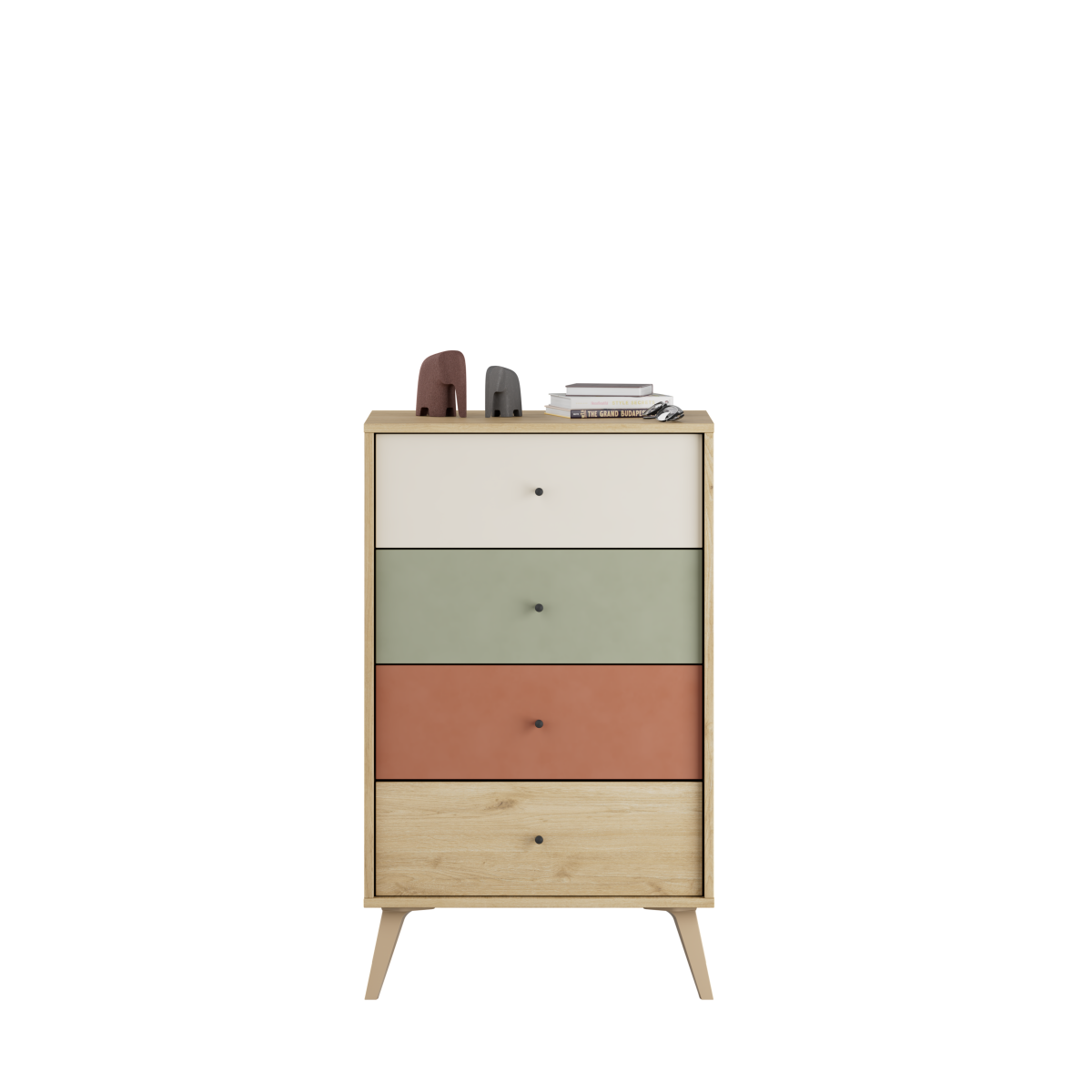 Comoda Adore Tiffany, 4 sertare, Multicolor, 60x99x44 cm