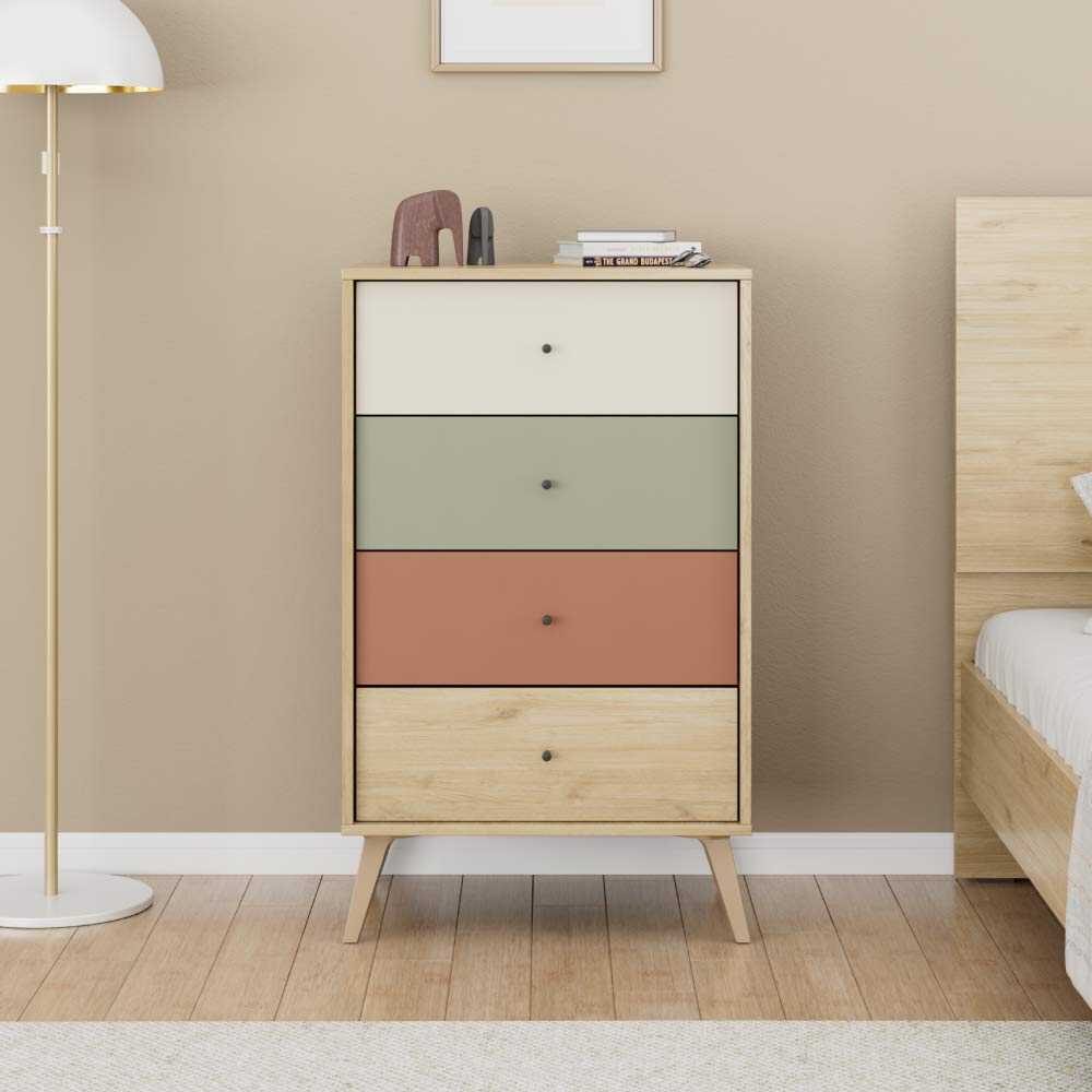 Comoda Adore Tiffany, 4 sertare, Multicolor, 60 x 99 x 44 cm