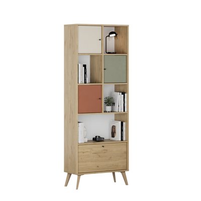 Biblioteca Adore Tiffany, 4 usi si 4 rafturi, Multicolor, 67x181x30 cm, foto produs 8