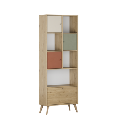 Biblioteca Adore Tiffany, 4 usi si 4 rafturi, Multicolor, 67x181x30 cm, foto produs 9