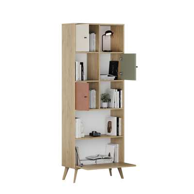Biblioteca Adore Tiffany, 4 usi si 4 rafturi, Multicolor, 67x181x30 cm, foto produs 10