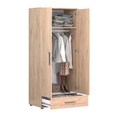 Dulap Haine Adore Trendline cu 2 usi si sertar, Stejar, 80x187x52 cm, foto produs 7