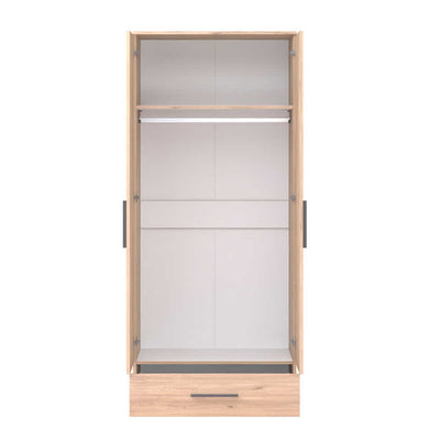 Dulap Haine Adore Trendline cu 2 usi si sertar, Stejar, 80x187x52 cm, perspectiva suplimentara