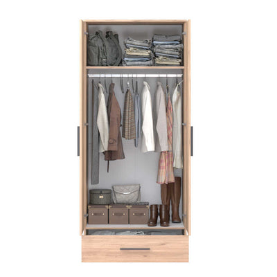 Dulap Haine Adore Trendline cu 2 usi si sertar, Stejar, 80x187x52 cm, foto produs 6