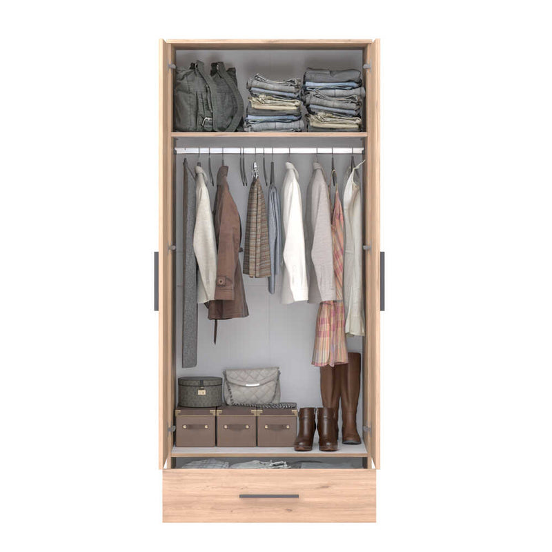Dulap Haine Adore Trendline cu 2 usi si sertar, Stejar, 80x187x52 cm, foto produs 6