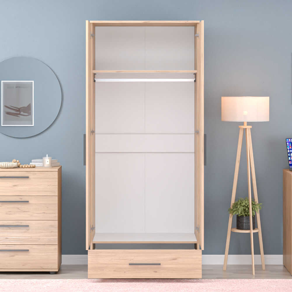 Dulap Haine Adore Trendline cu 2 usi si sertar, 80 x 187 x 52 cm