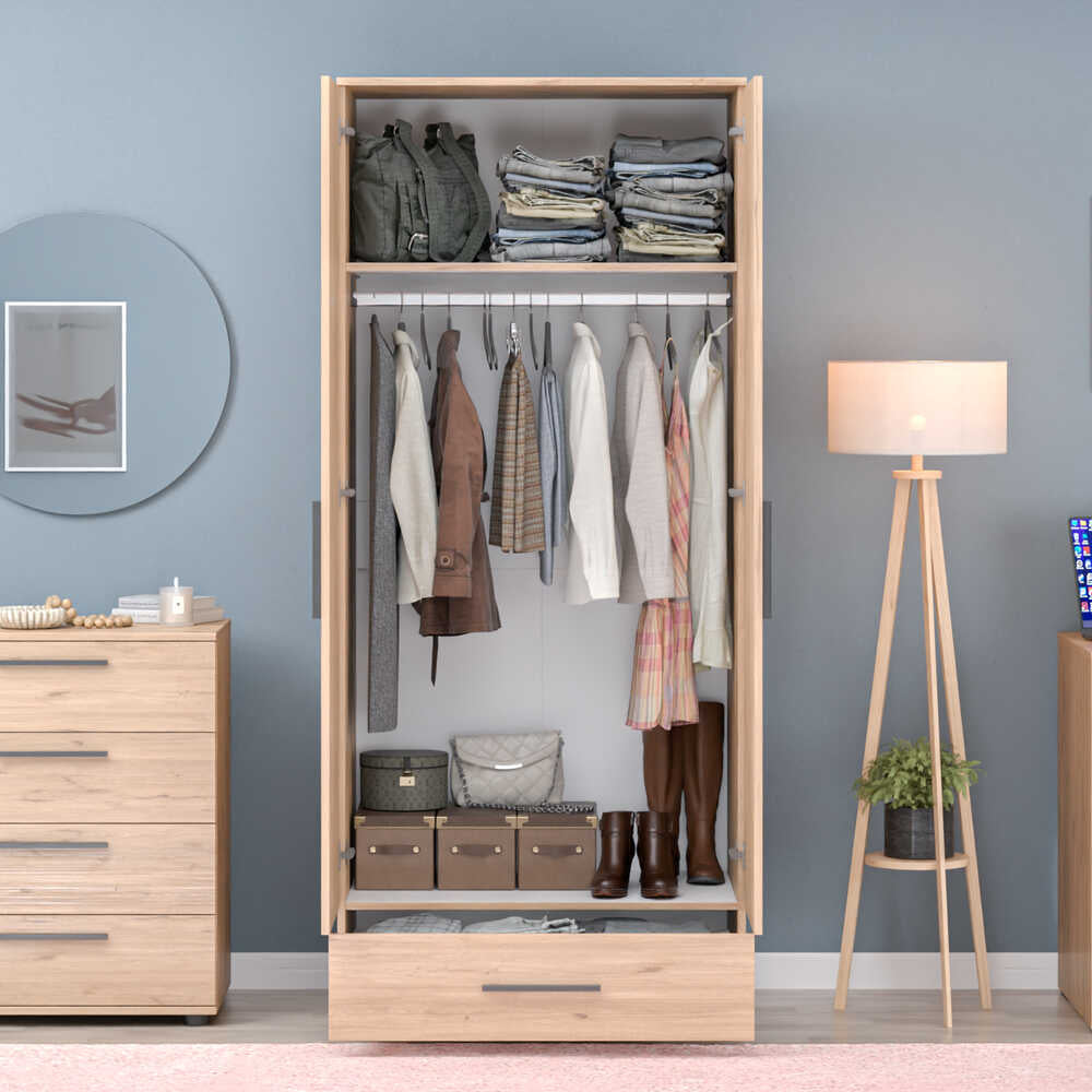 Dulap Haine Adore Trendline cu 2 usi si sertar, 80 x 187 x 52 cm