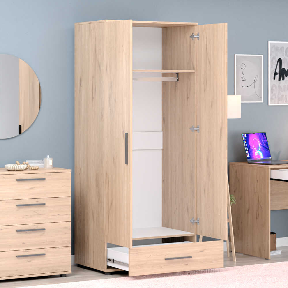 Dulap Haine Adore Trendline cu 2 usi si sertar, 80 x 187 x 52 cm