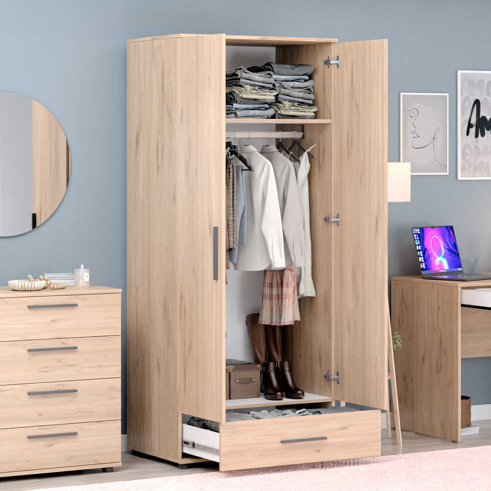 Dulap Haine Adore Trendline cu 2 usi si sertar, 80 x 187 x 52 cm