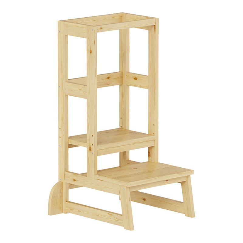Turnulet de învatare pentru copii Chiquel, stil Montessori, lemn, alb, 45x51x90 cm - Natur