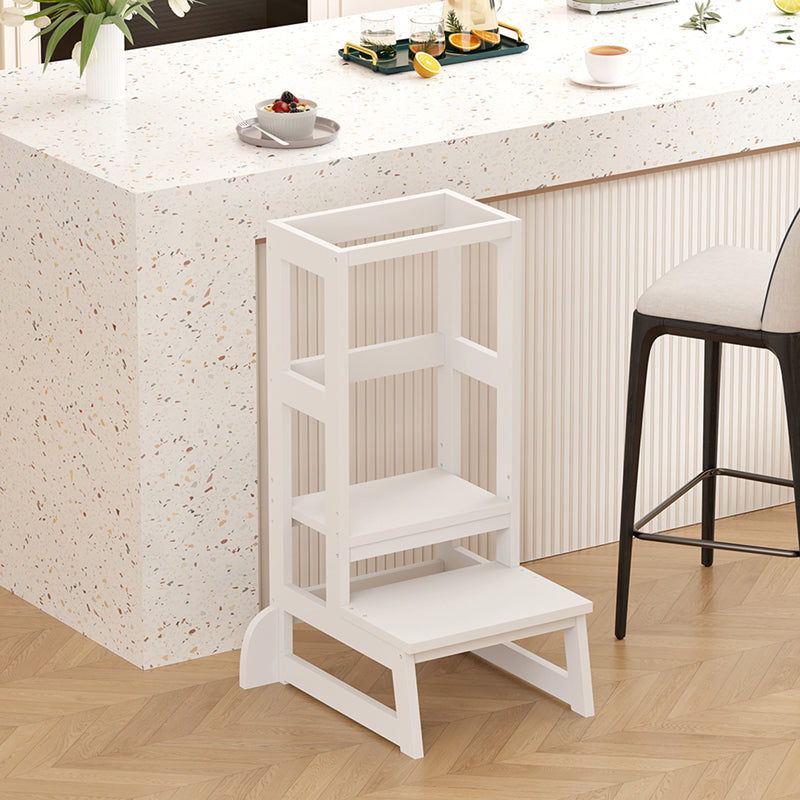 Turnulet de învatare pentru copii Chiquel, stil Montessori, lemn, alb, 45x51x90 cm - Alb