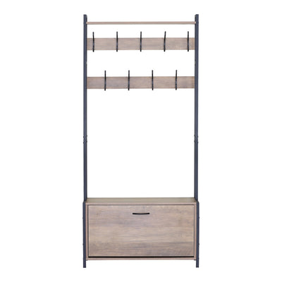 Unitate de intrare Ventoria, Stejar cu metal, negru, 84x30x182 cm, detaliu produs
