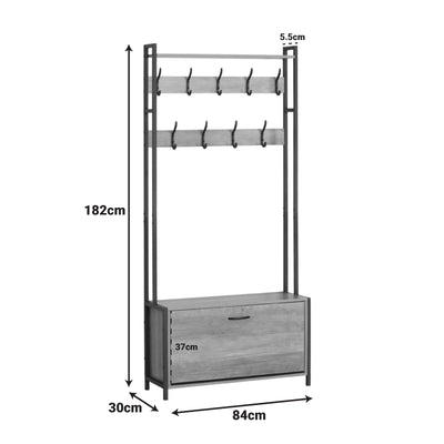 Unitate de intrare Ventoria, Stejar cu metal, negru, 84x30x182 cm, foto produs