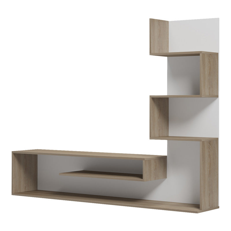 Unitate TV cu biblioteca, Sonoma și Alb, 160x29x126 cm