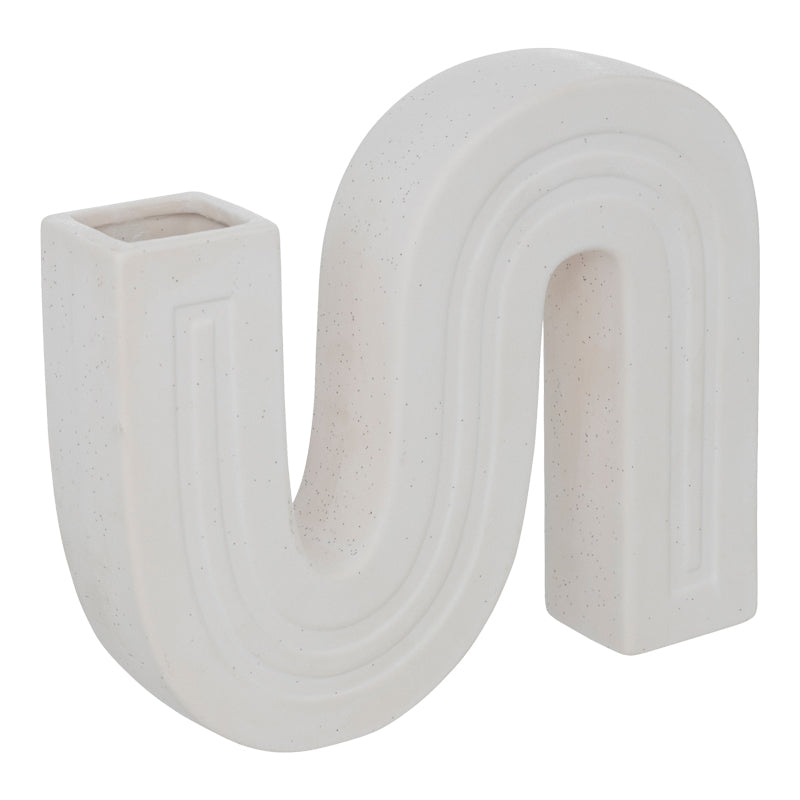 Vaza ceramica Snaky, Alb, 25x5x21 cm