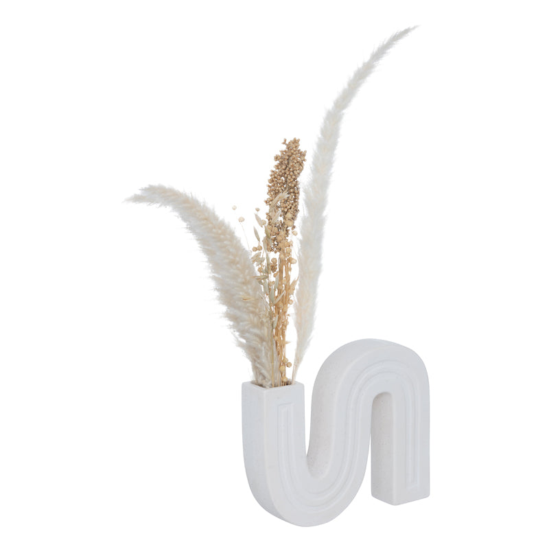 Vaza ceramica Snaky, Alb, 25x5x21 cm, imagine suplimentara