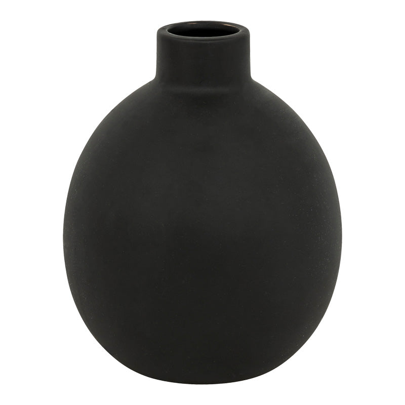 Vază decorativă ceramică Rianzo, Negru, 14x18 cm