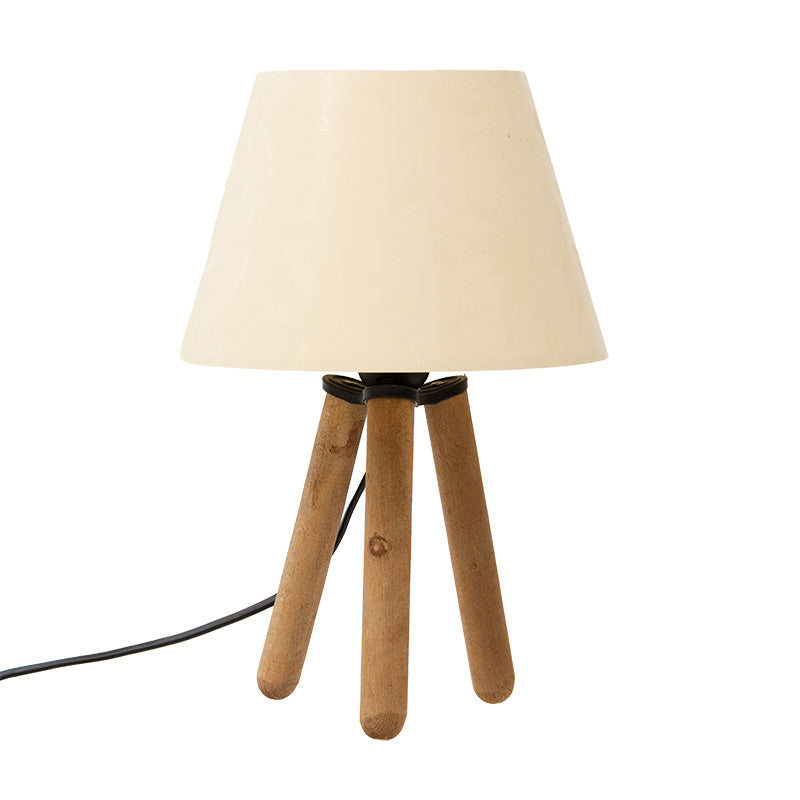 Veioza PWL-1071, textil si MDF, D22x32 cm - Alb-Natural