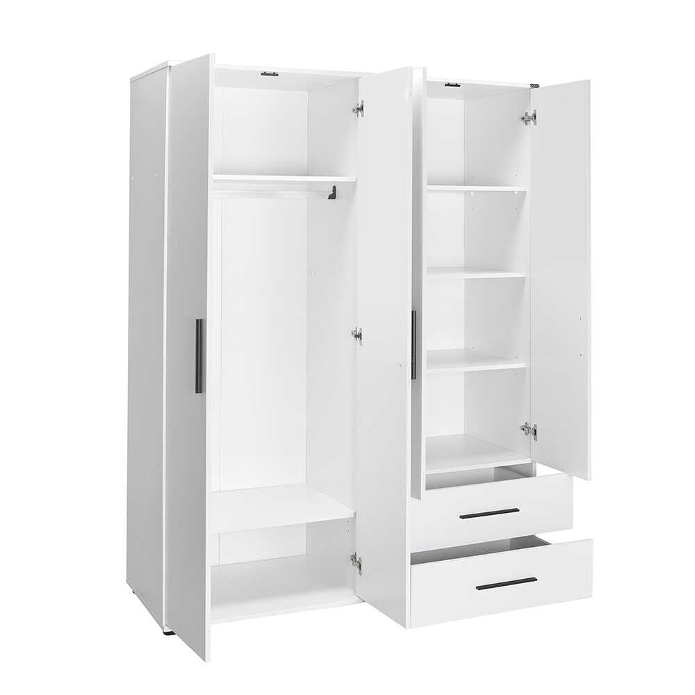 Dulap Haine Adore White, 4 usi si 2 sertare, Alb, 137x187x52 cm