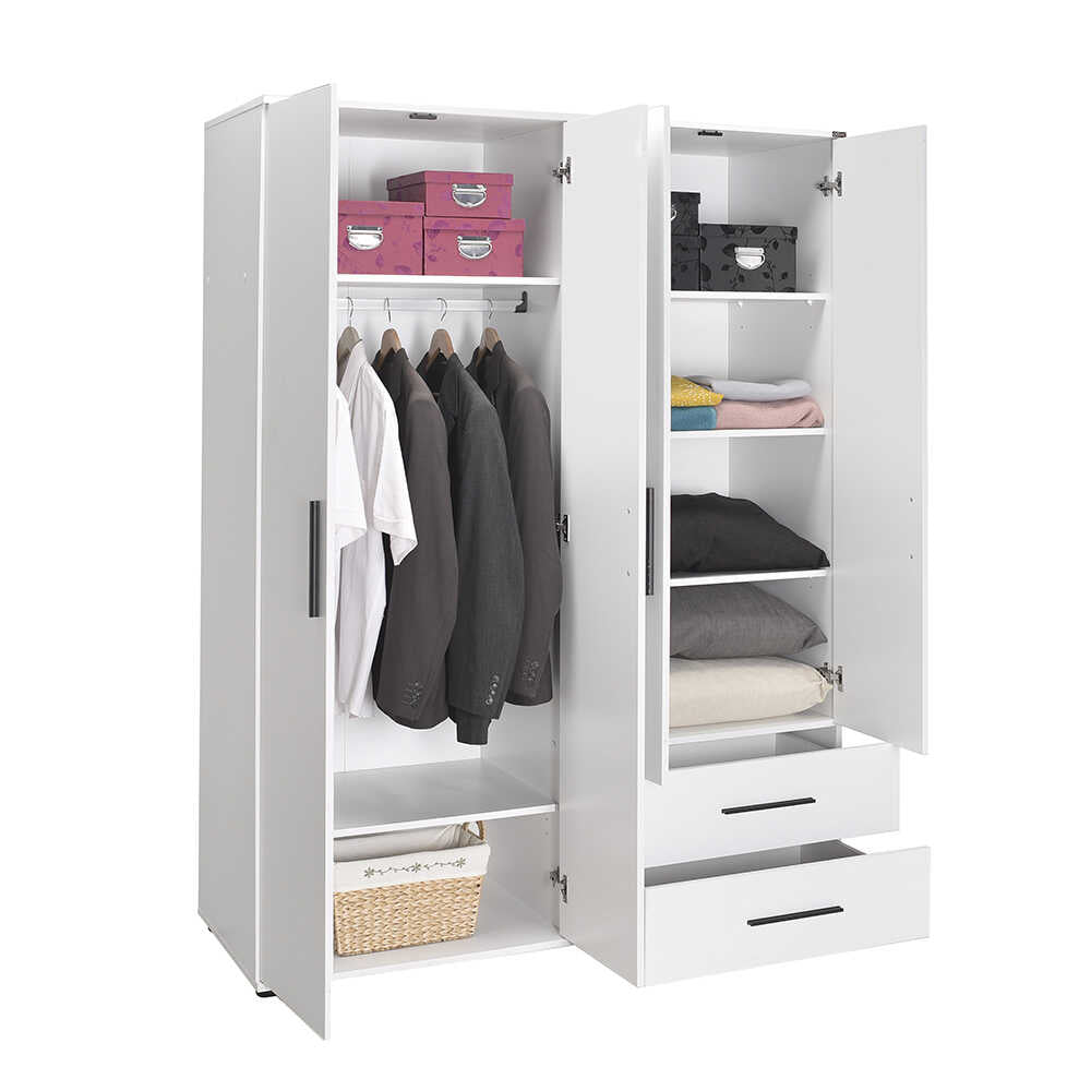 Dulap Haine Adore White, 4 usi si 2 sertare, Alb, 137x187x52 cm