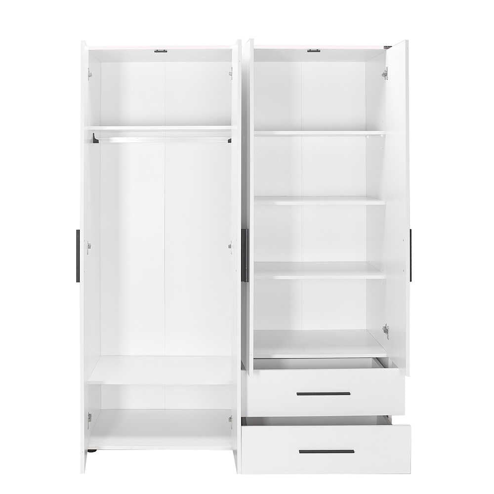 Dulap Haine Adore White, 4 usi si 2 sertare, Alb, 137x187x52 cm