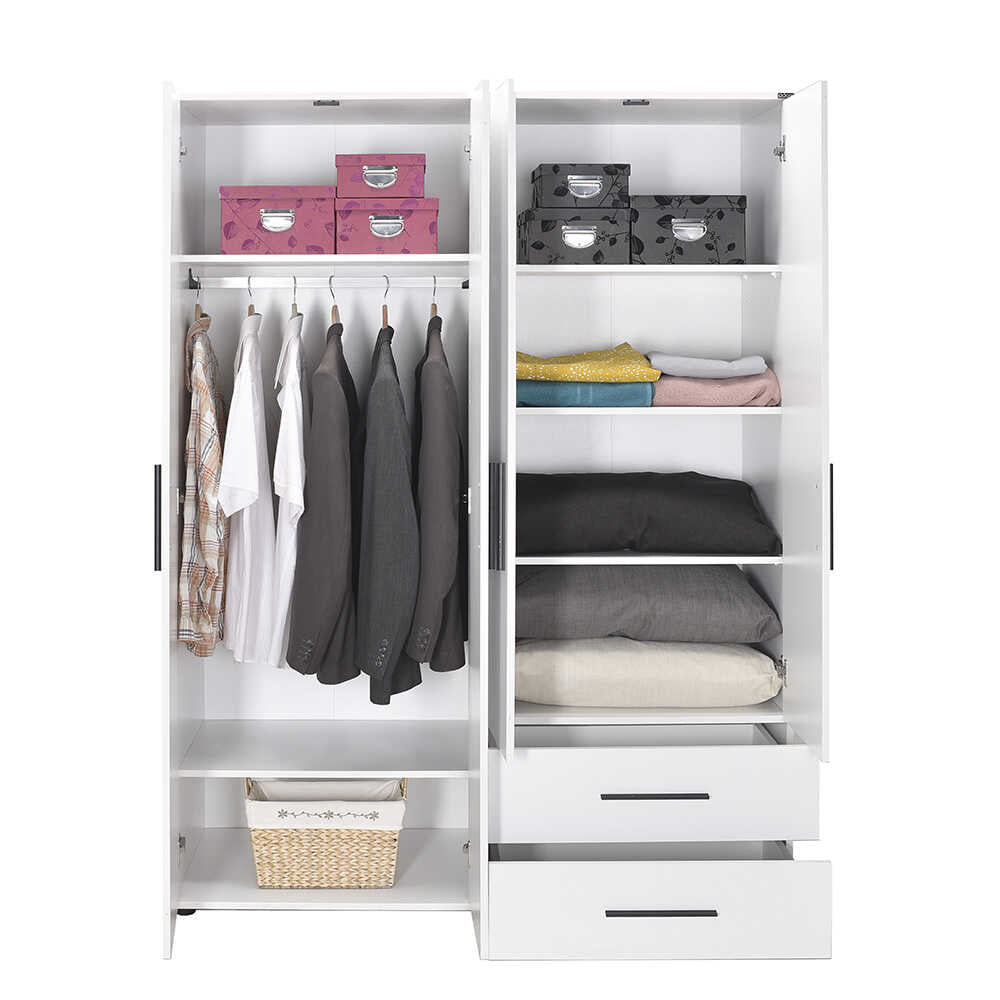 Dulap Haine Adore White, 4 usi si 2 sertare, Alb, 137x187x52 cm
