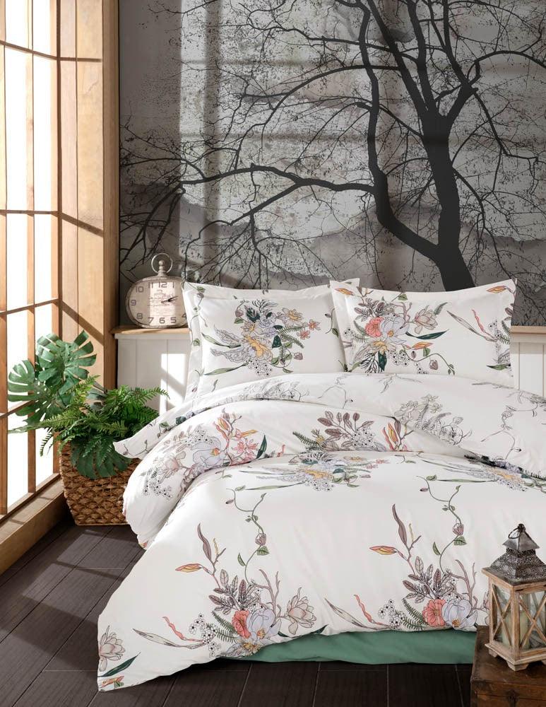 Set Lenjerie de pat double, Alb, 220x200 cm