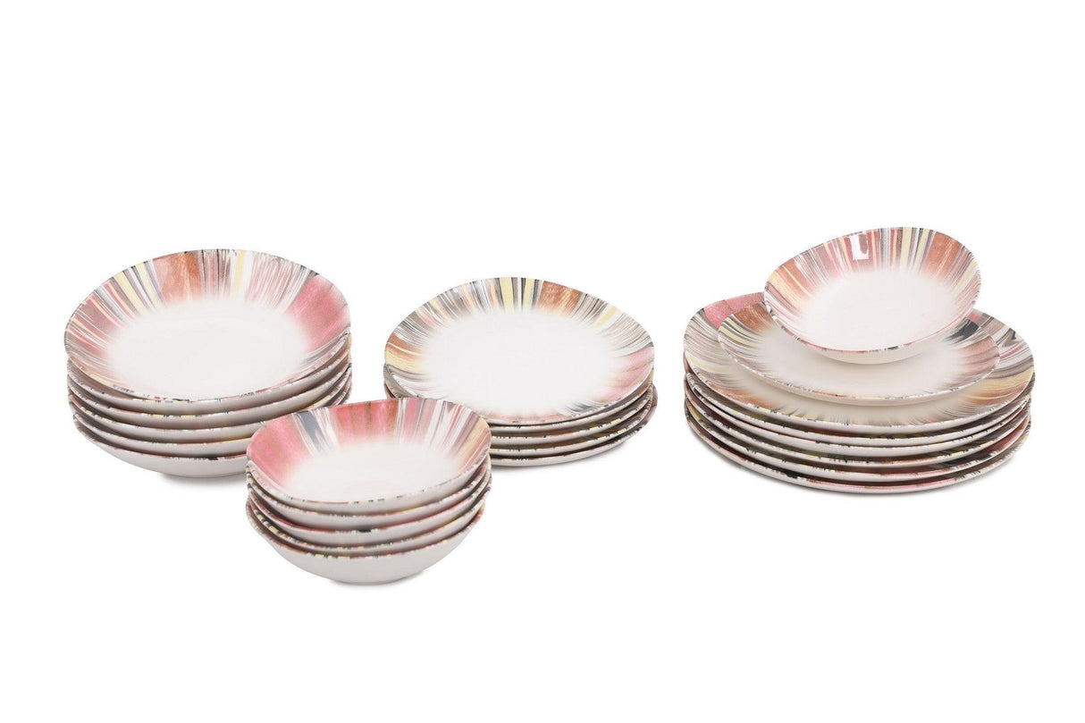 Serviciu de masa, Set 24 piese pentru cina, Portelan, Multicolor