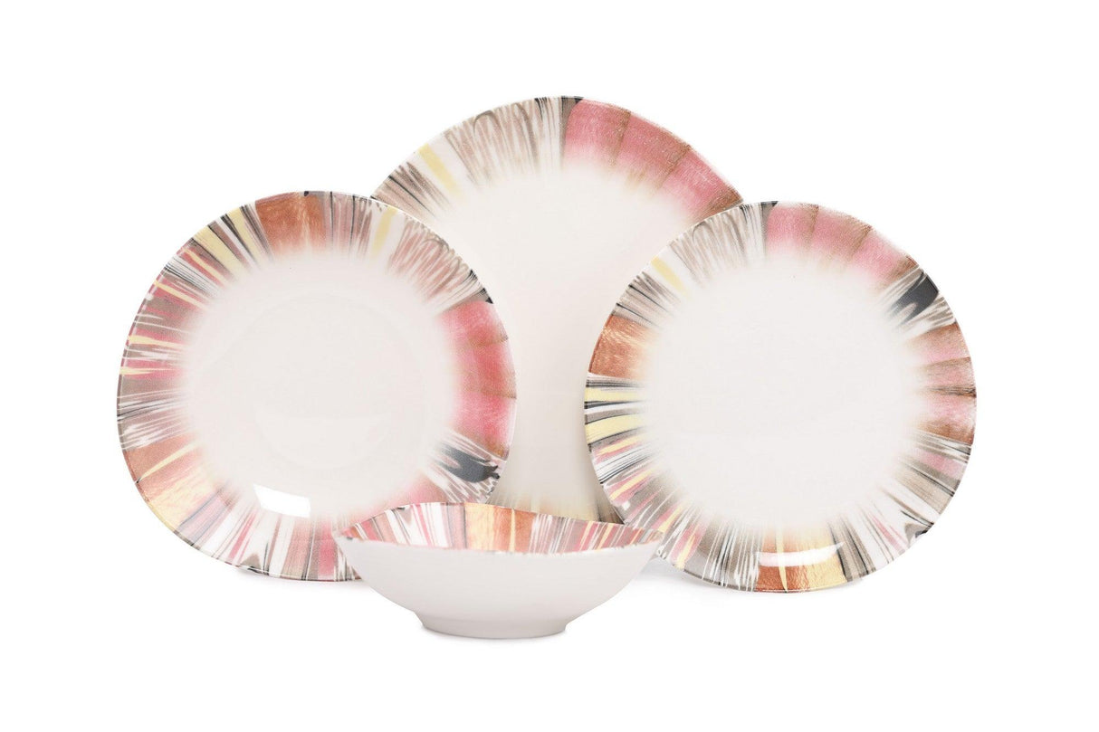 Serviciu de masa, Set 24 piese pentru cina, Portelan, Multicolor