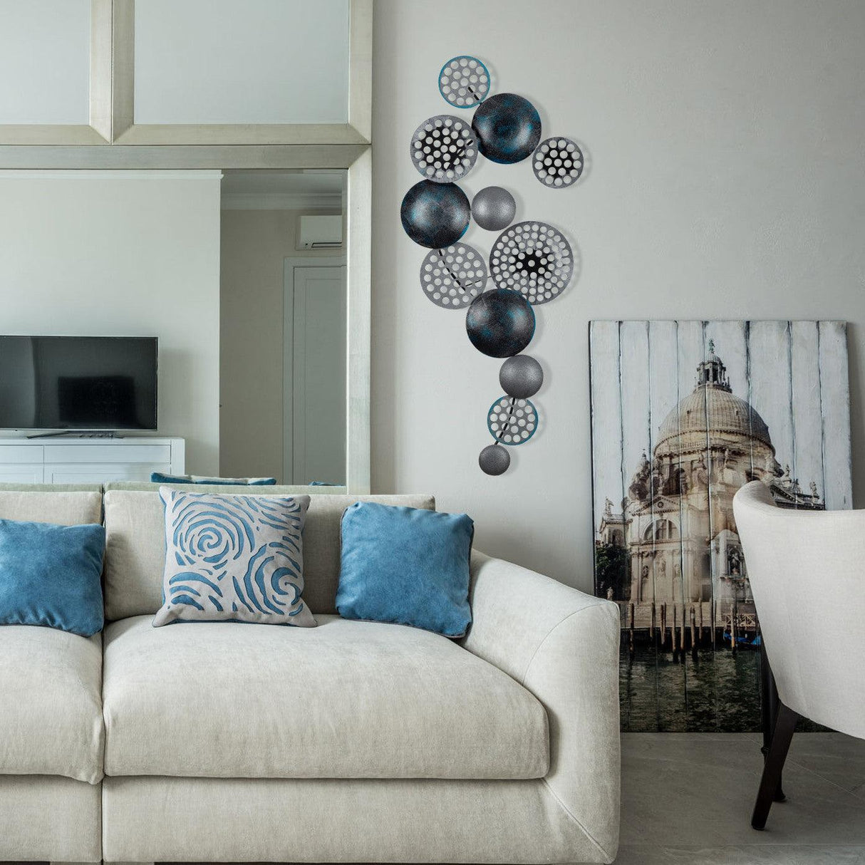 Decoratiune de perete Metal Bronte, Multicolor, 42x8x90 cm