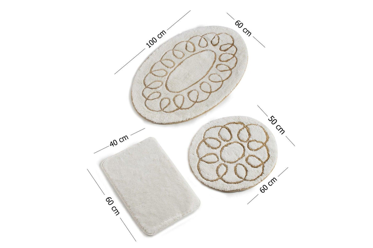 Set Covor de baie (3 bucăți), Crem