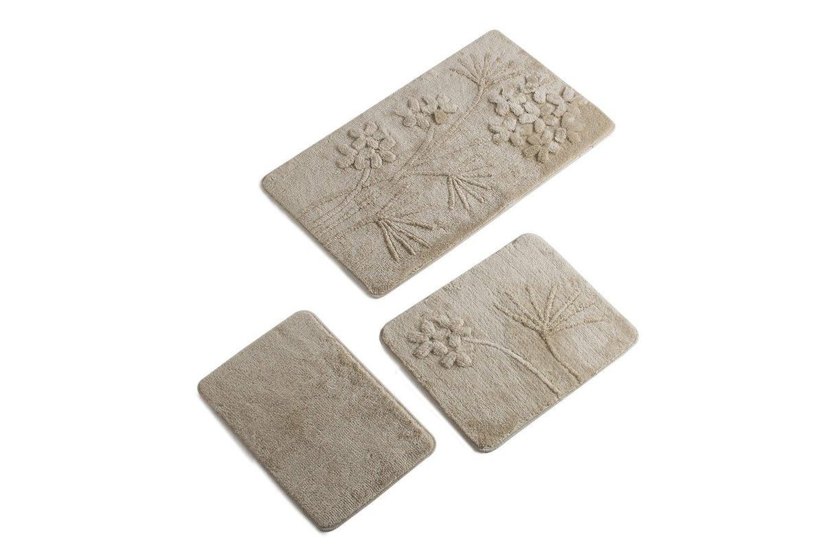 Set Covor de baie (3 bucăți), Crem