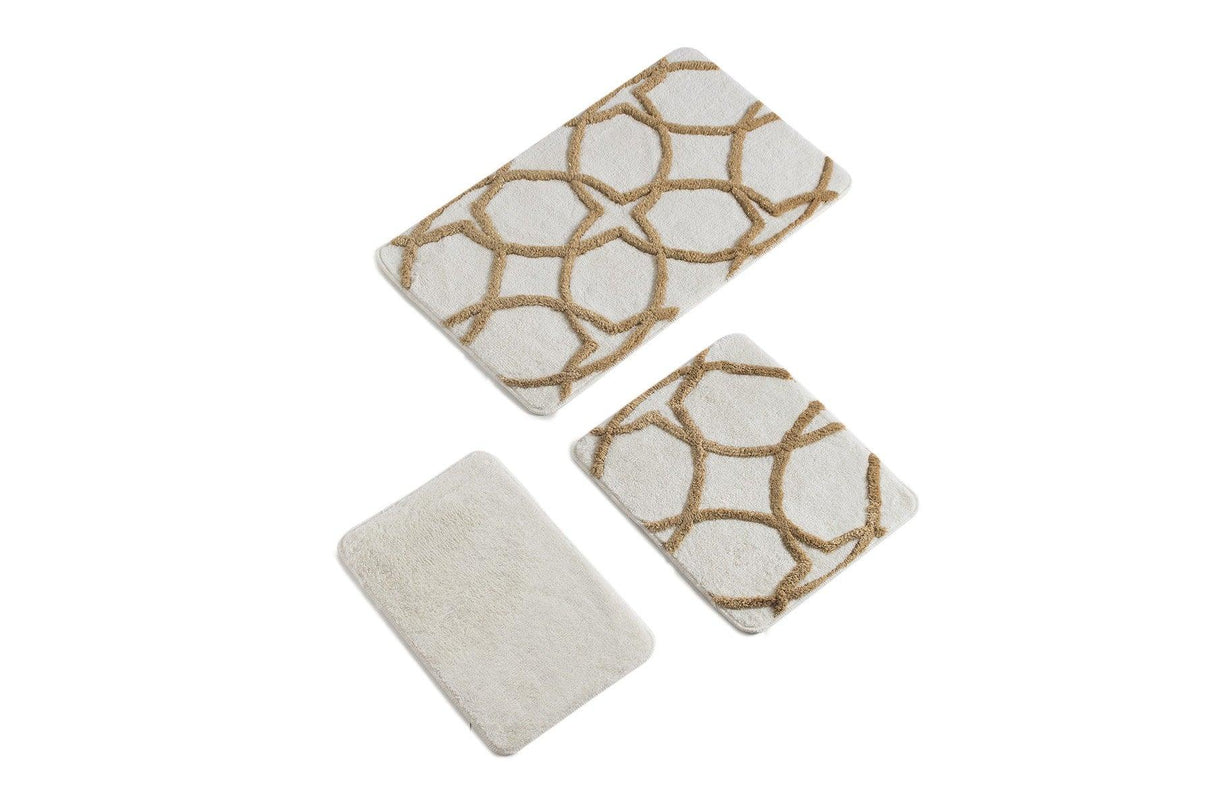 Set Covor de baie (3 bucăți), Crem - Maro