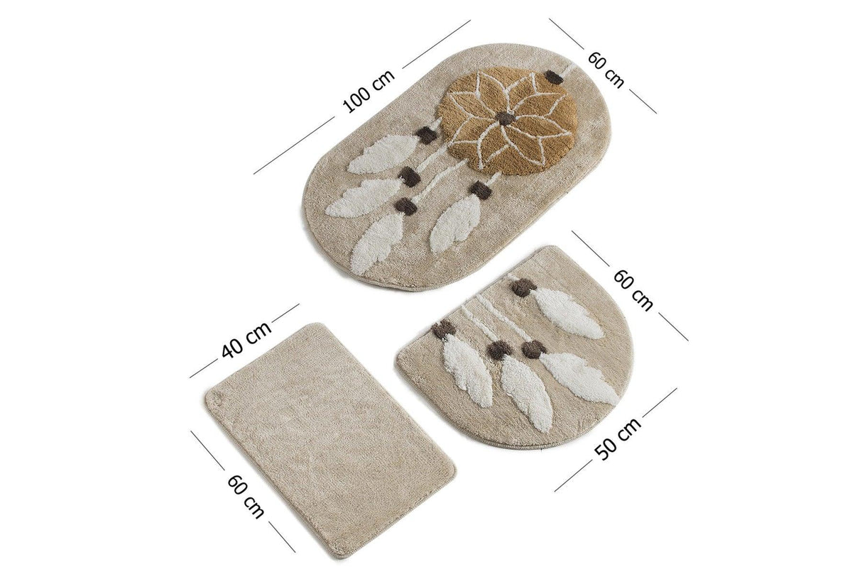 Set Covor de baie (3 bucăți), Crem