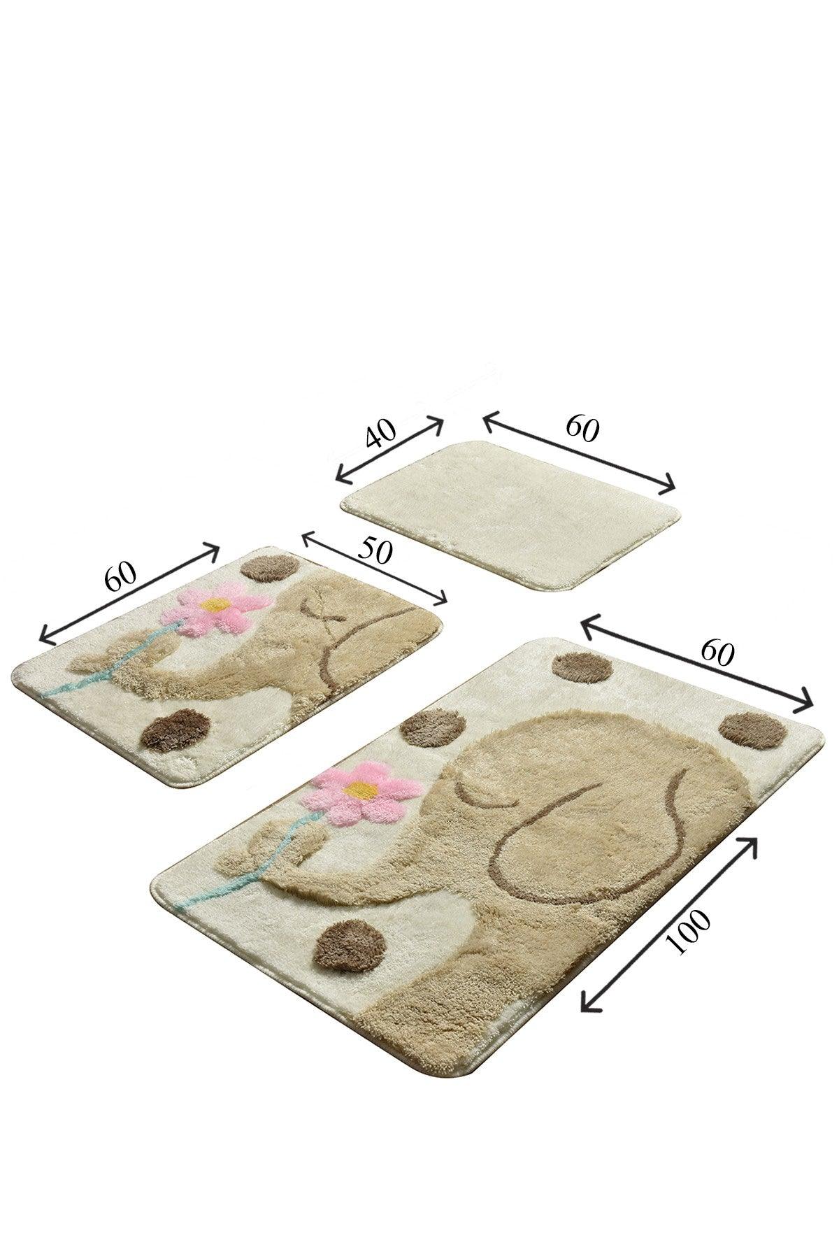 Set Covor de baie (3 bucăți), Bej