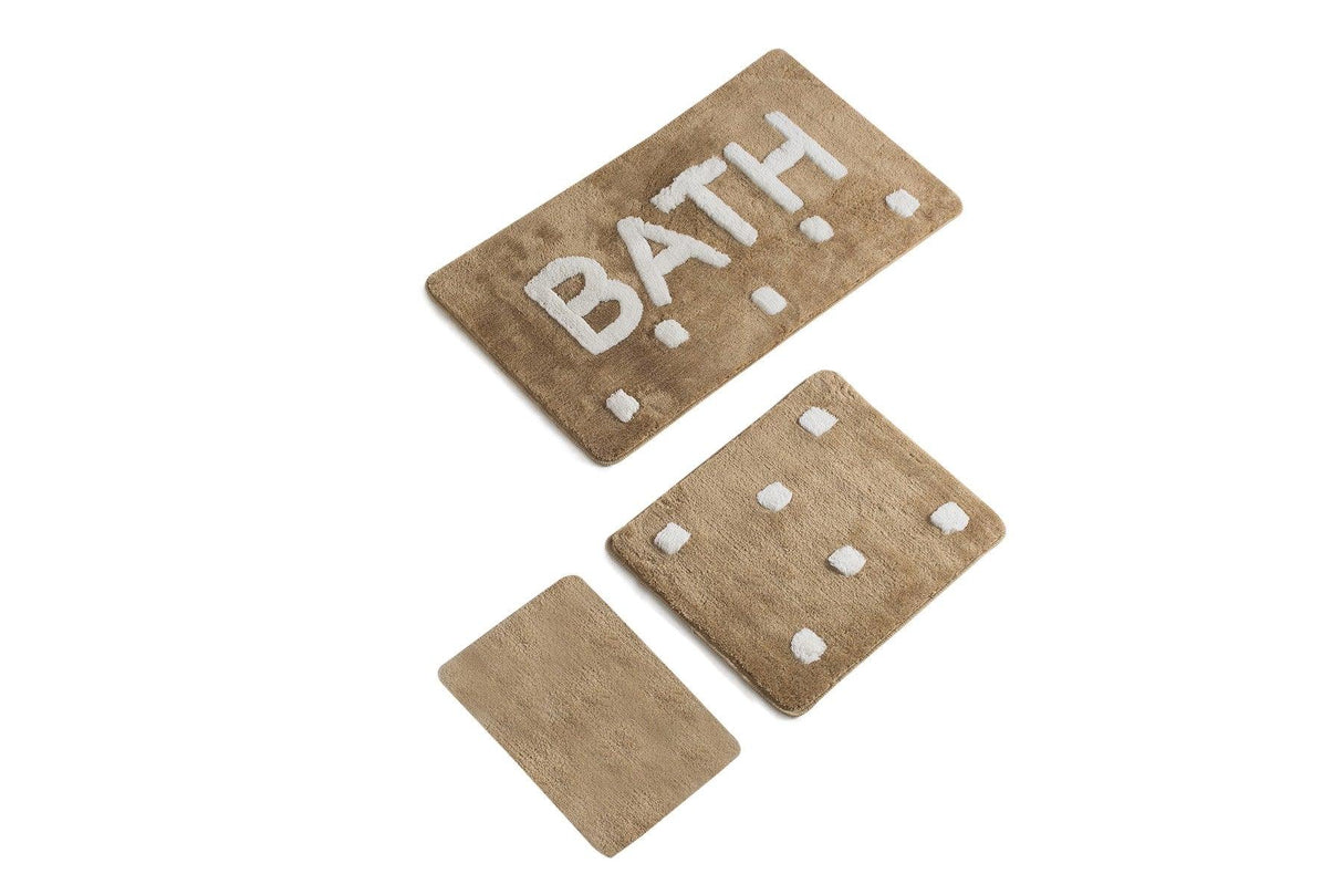 Set Covor de baie (3 bucăți), Bej