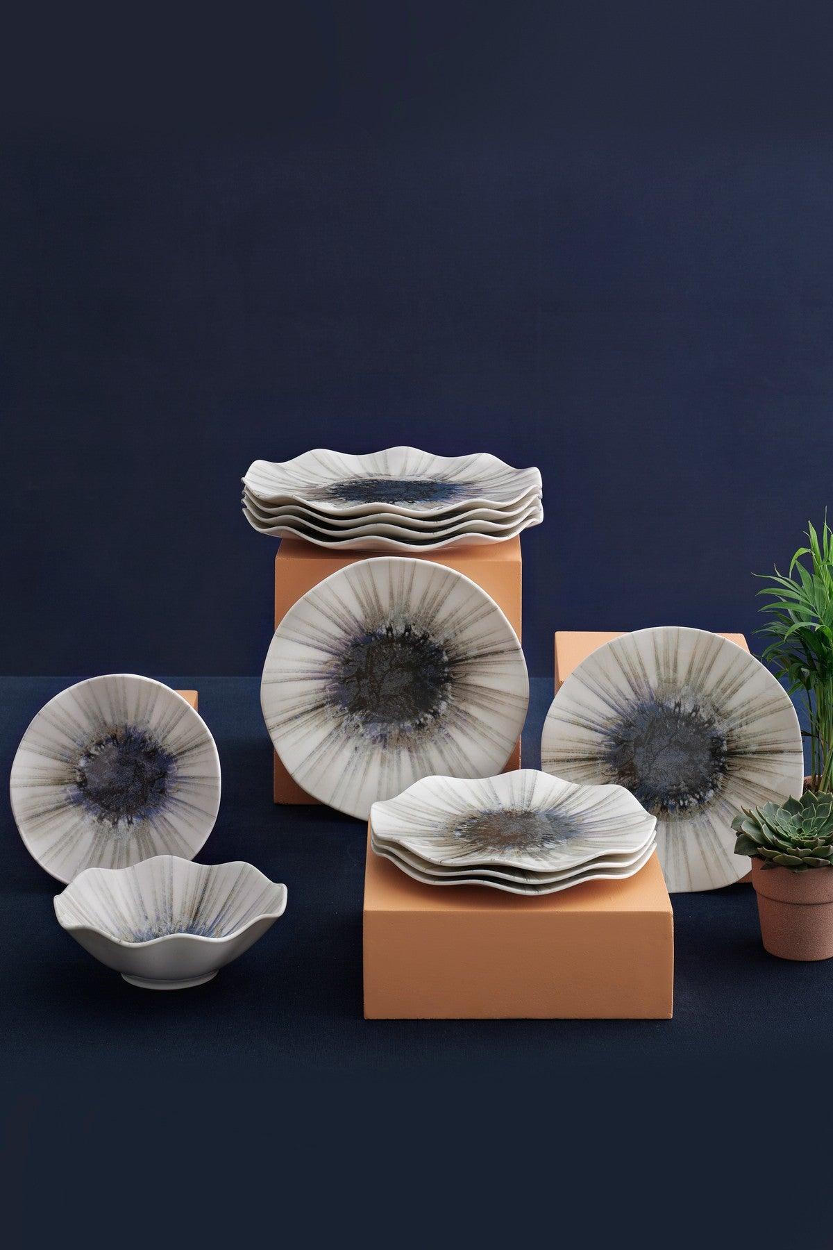 Serviciu de masa, Set 24 piese pentru cina, Portelan, Multicolor