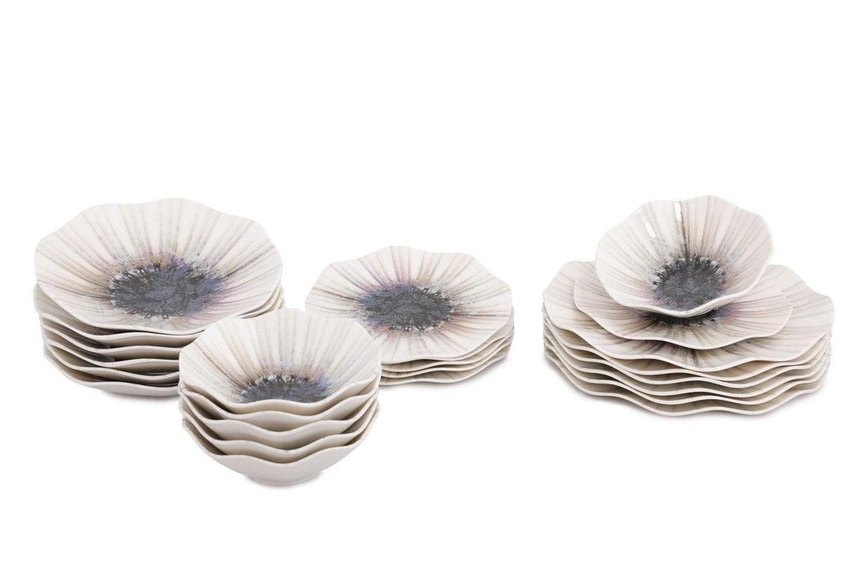 Serviciu de masa, Set 24 piese pentru cina, Portelan, Multicolor