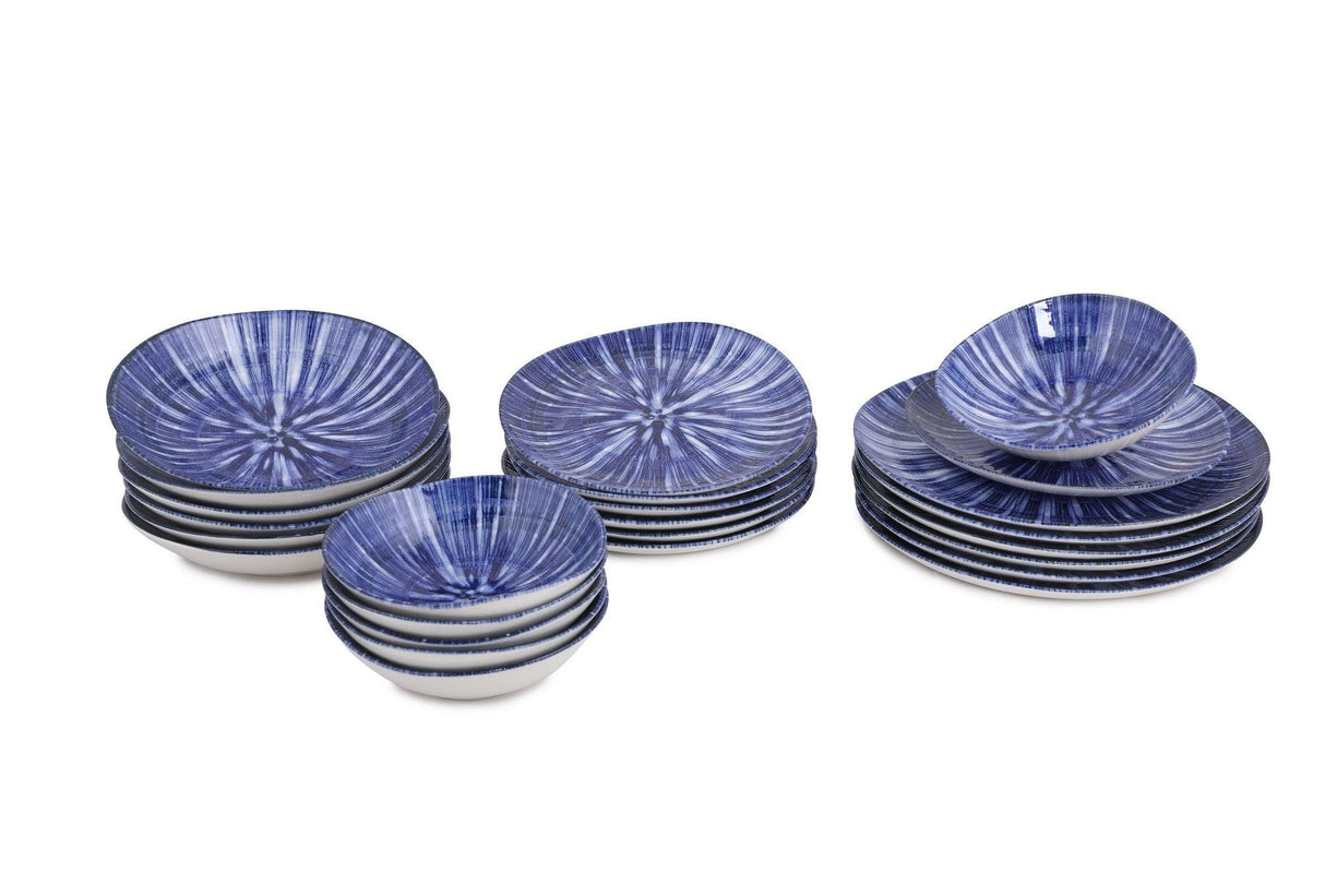 Serviciu de masa, Set 24 piese pentru cina, Portelan, Albastru