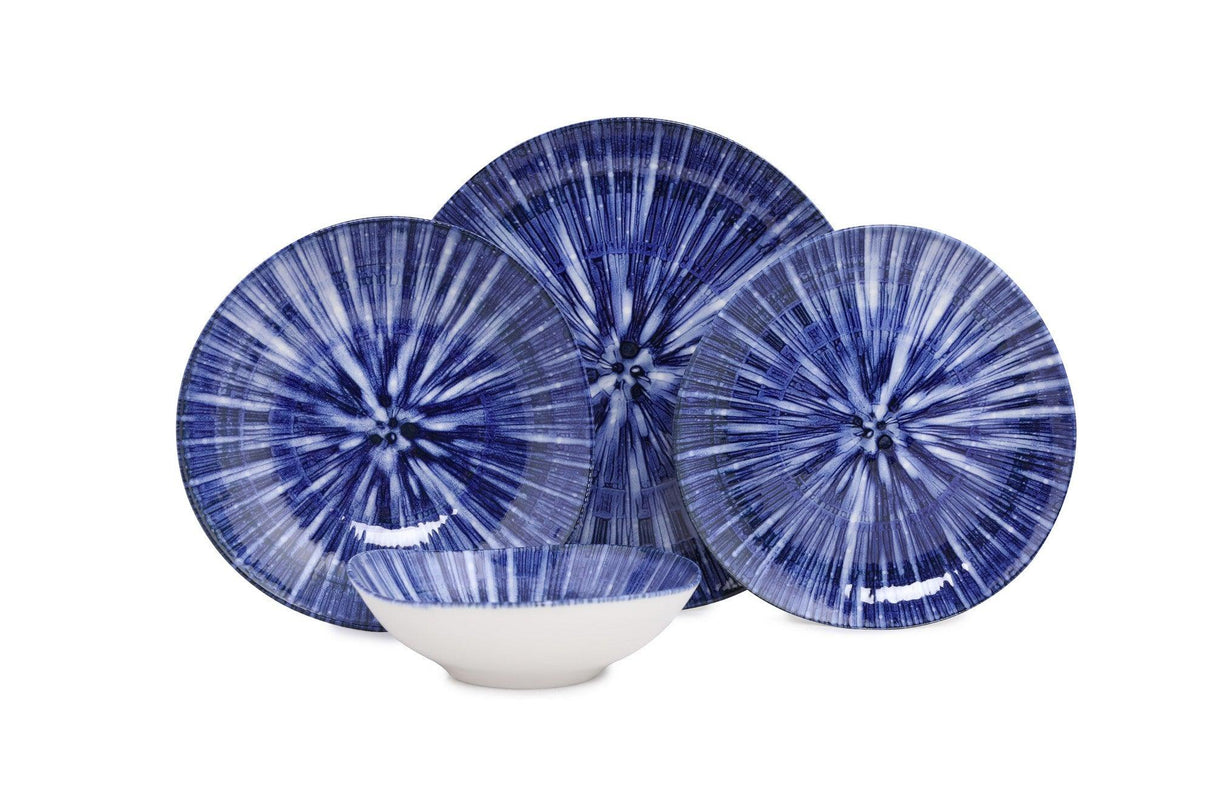 Serviciu de masa, Set 24 piese pentru cina, Portelan, Albastru