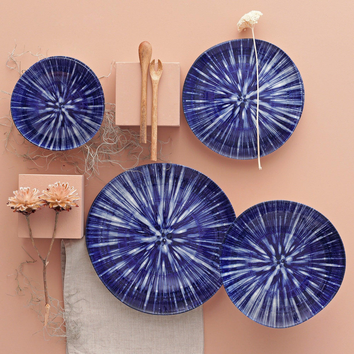 Serviciu de masa, Set 24 piese pentru cina, Portelan, Albastru