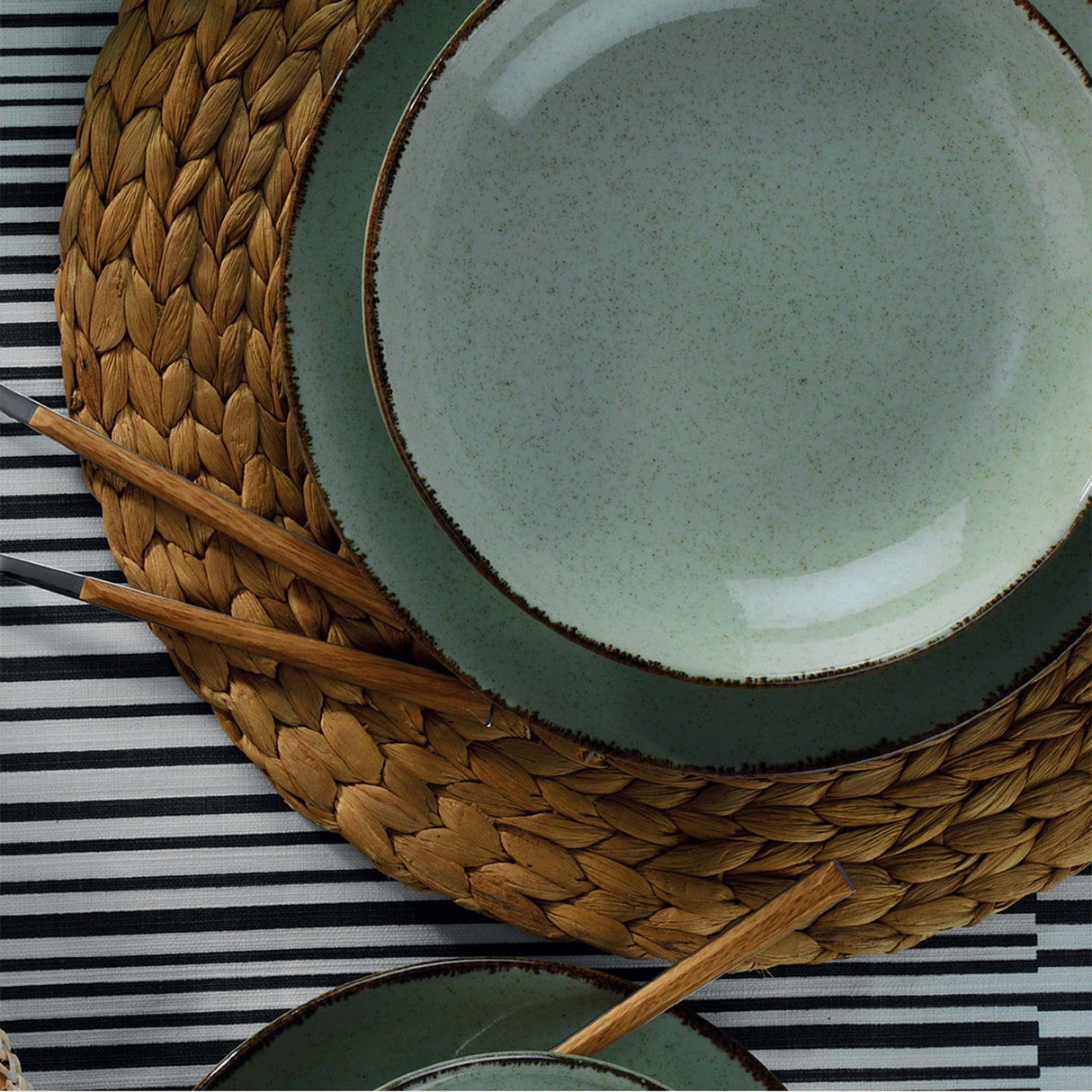 Serviciu de masa, 24 piese, Portelan, Verde