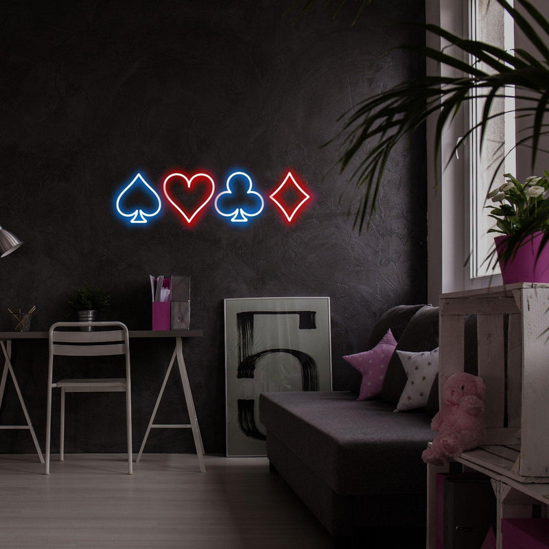 Lampa Neon Aplica de Perete Neon Briscambille Poker Suits