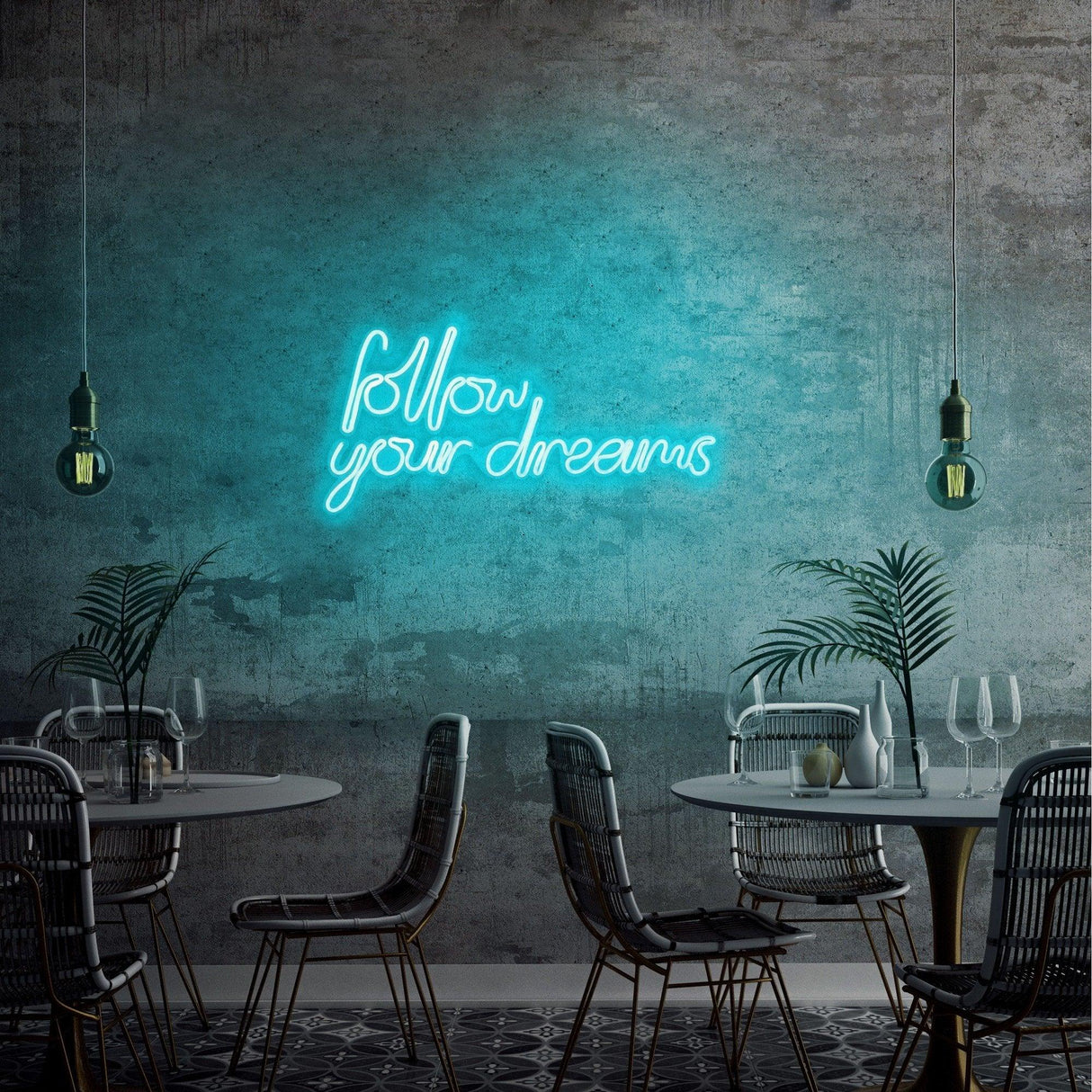 Aplica de Perete Neon Follow Your Dreams - Albastru