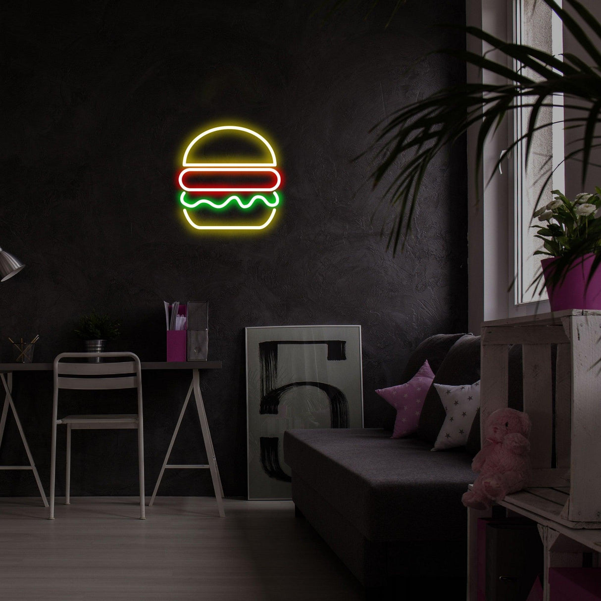 Aplica de Perete Neon Hamburger