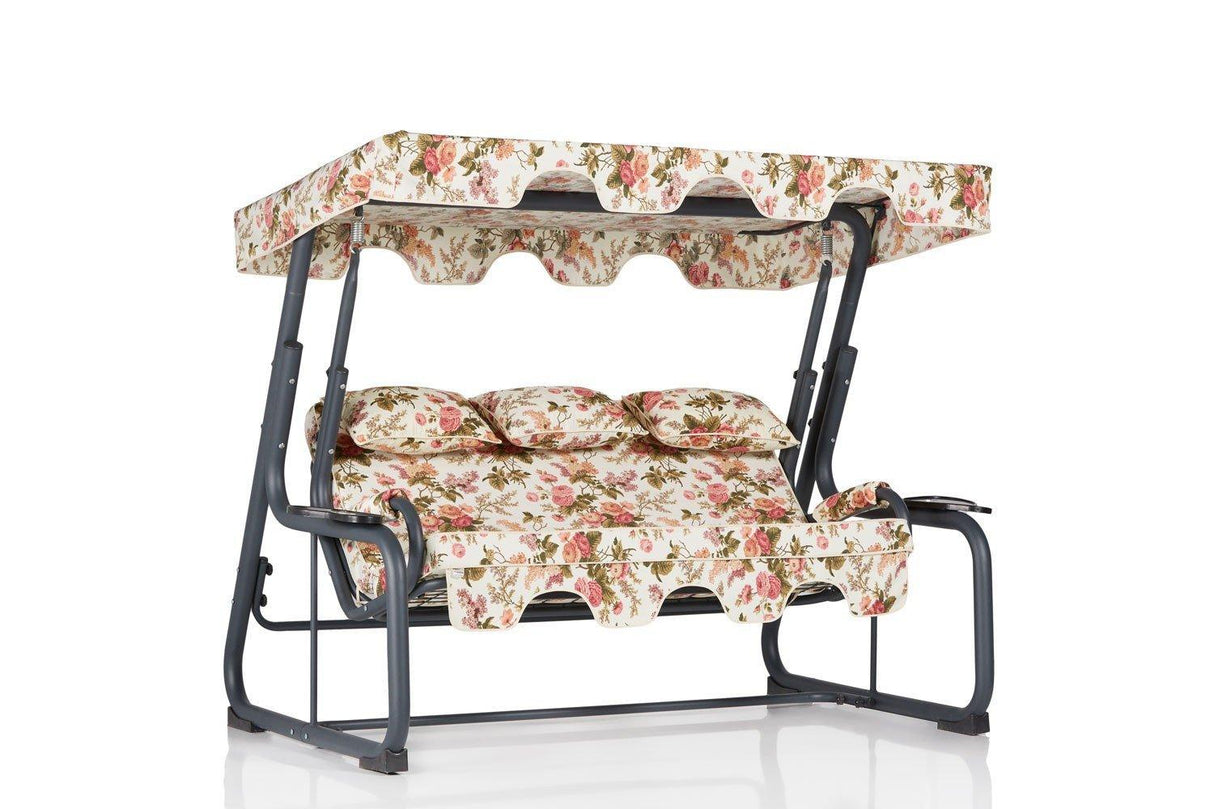 Balansoar de gradina 3 locuri cu suport de pahare Brasov, Multicolor, 200 x 165 x 110 cm