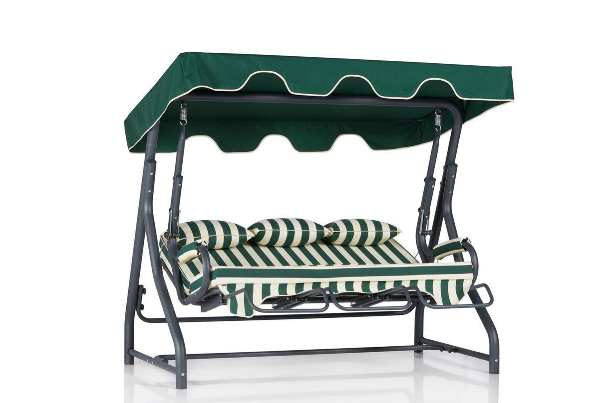 Balansoar de gradina cu 3 locuri Alico, Verde, 200 x 165 x 110 cm